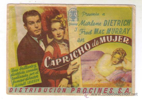 Cine: CAPRICHO DE MUJER - MARLENE DIETRICH - 1942 - PUBLICIDAD EN CINE CAERVANTES