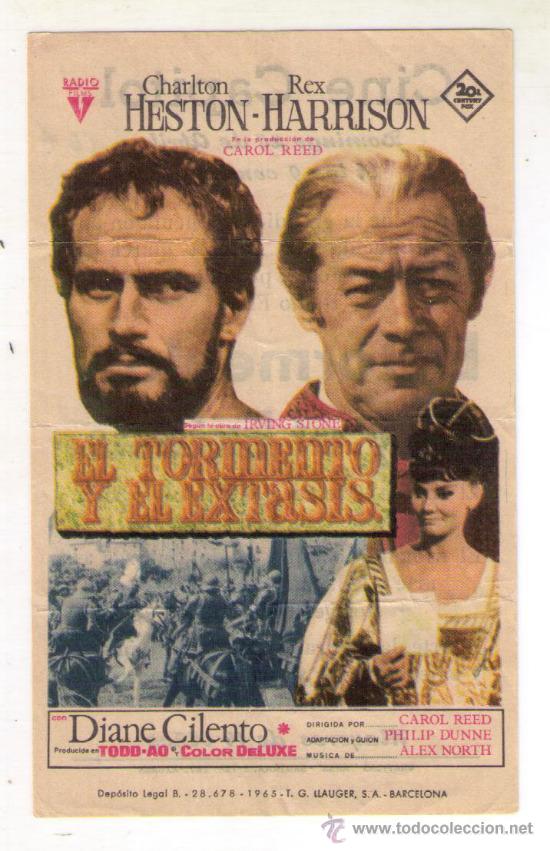 Cine: EL TORMENTO Y EL EXTASIS - CHARLTON HESTON - 1965 - PUBLICIDAD EN CINE CAPITOL