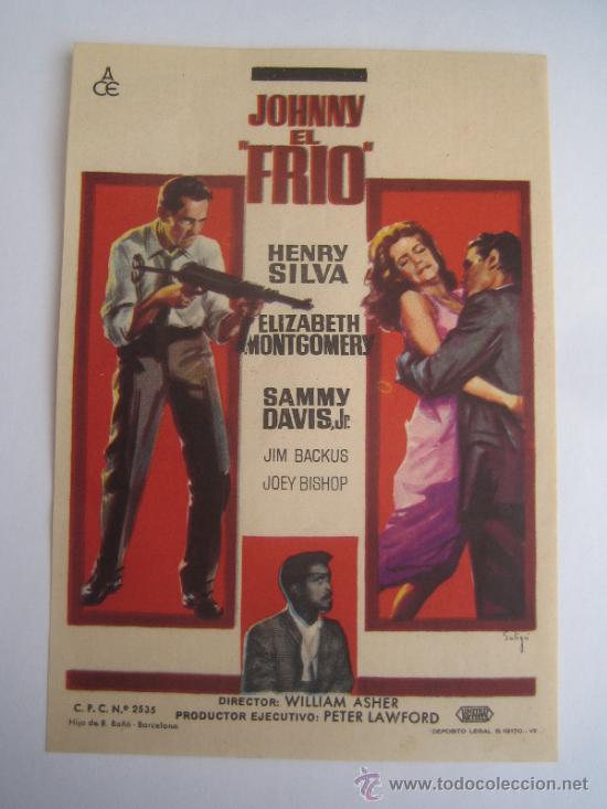 Cine: johnny el frio ace soligo sammy davis jr  - folleto de mano original del estreno