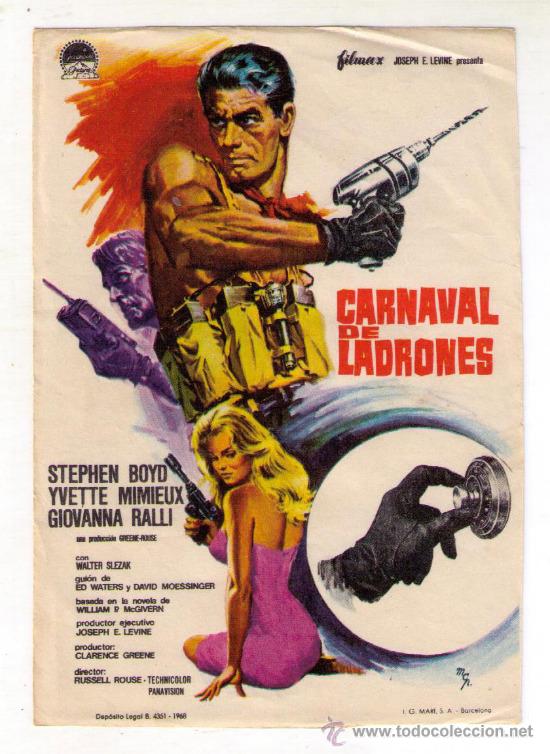 Cine: CARNAVAL DE LADRONES - STEPHEN BOYD - 1967 - SIN PUBLICIDAD - Foto 1