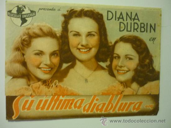 Cine: PROGRAMA DOBLE SU ULTIMA DIABLURA.- DIANA DURBIN - Foto 1