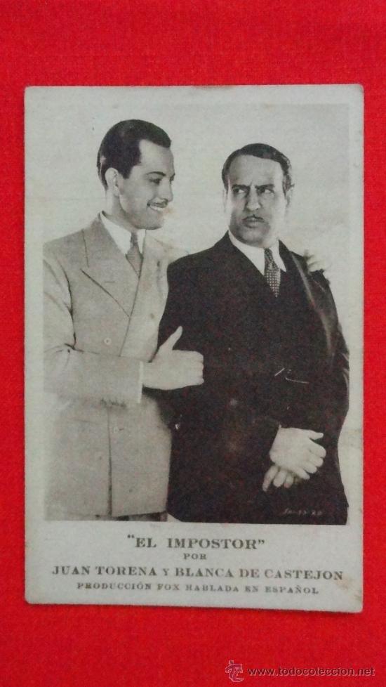 Folhetos de m&atilde;o de filmes antigos de cinema: EL IMPOSTOR TARJETA A&Ntilde;OS 30 JUAN TORENA BLANCA CASTEJ&Oacute;N EXCLNTE ESTADO PUBLI SALO IMPERIAL SABADELL?