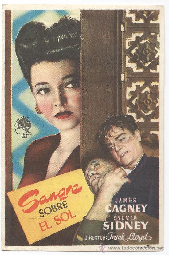 Cine: 4283- FOLLETO DE MANO- SANGRE SOBRE EL SOL CON PUBLICIDAD