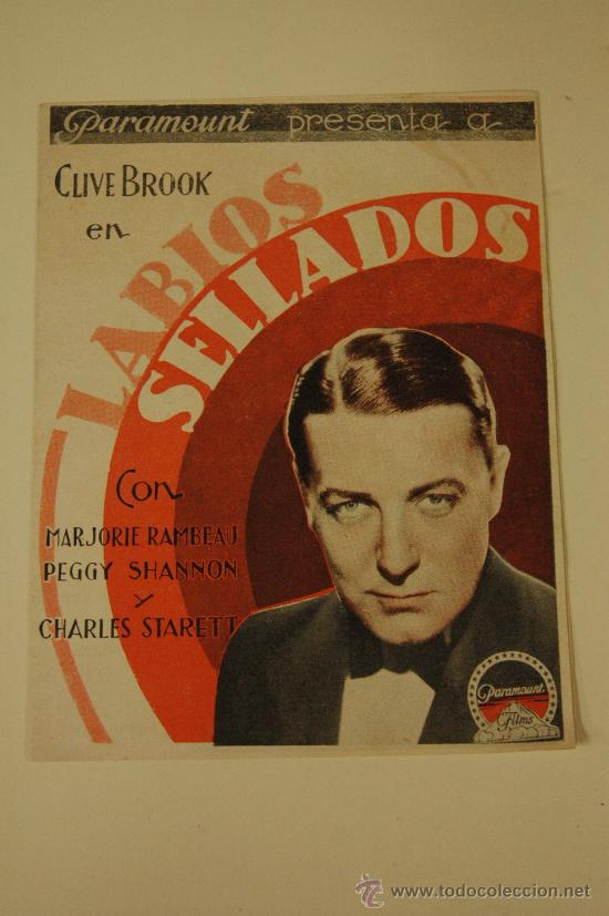 Cine: labios sellados - programa original doble - clive brook - marjorie rambeau - paramount - Foto 1