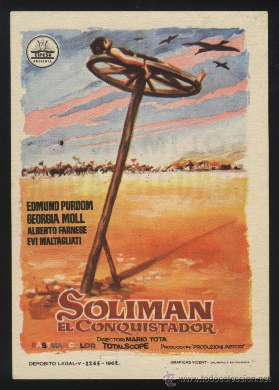 Flyers Publicitaires de films Anciens: Q-00484- SOLIMAN EL CONQUISTADOR (Solimano il conquistatore) (CINE PARIS- TANGER) EDMUND PURDOM