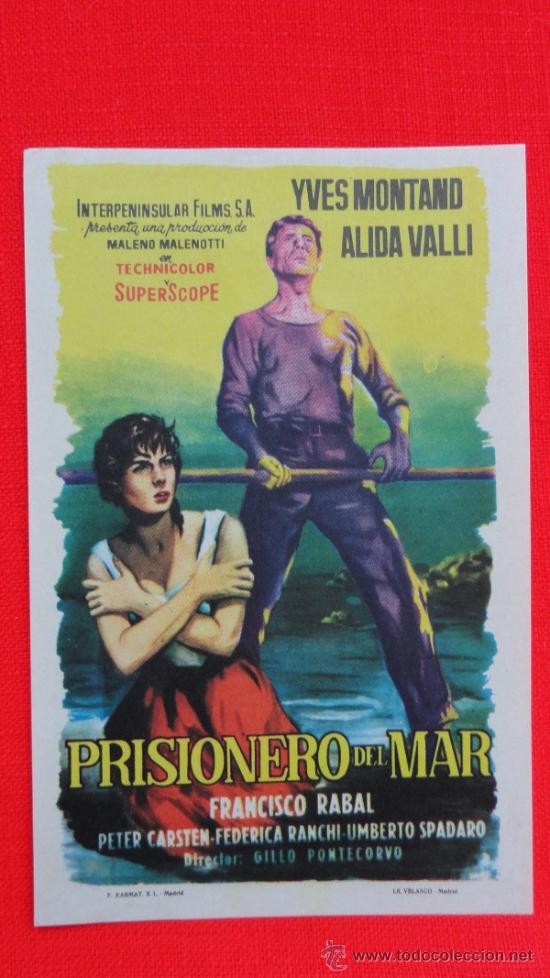 Cinema: PRISIONERO DEL MAR, IMPECABLE SENCILLO ORIGINAL, YVES MONTAND ALIDA VALLI, SIN PUBLICIDAD