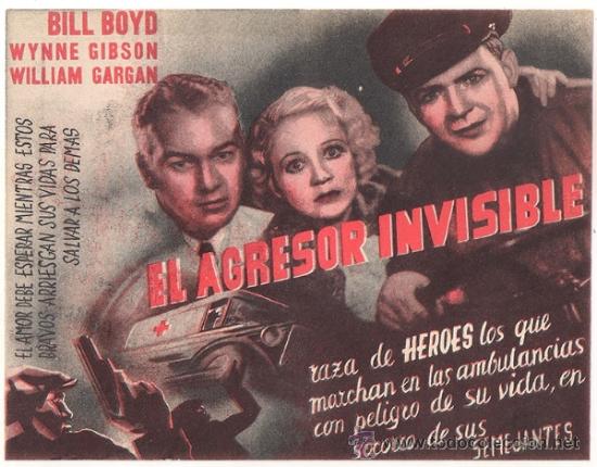 Cine: PTCC 438 EL AGRESOR INVISIBLE PROGRAMA DOBLE RKO WILLIAM BOYD WYNNE GIBSON - Foto 2