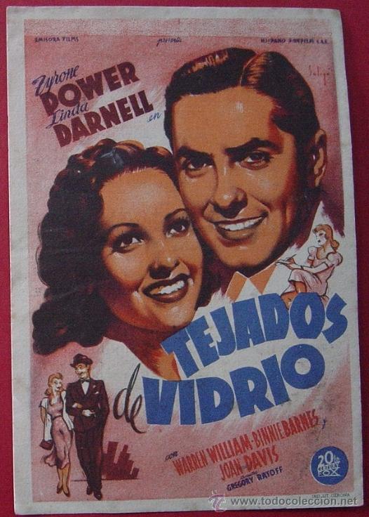 Cine: TEJADOS DE VIDRIO Programa de mano, a&ntilde;o 1945 - Foto 1