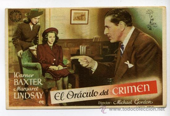 Cine: EL OR&Aacute;CULO DEL CRIMEN, con Warner Baxter. - Foto 1