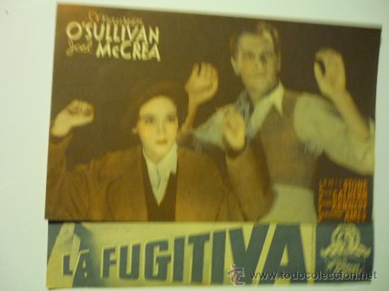 Cine: PROGRAMA DOBLE LA FUGITIVA .- MAUREN O&acute;SULLIVAN -JOEL MAC CREA - Foto 1