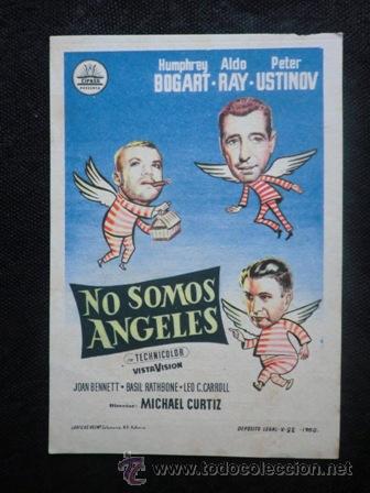 Cine: Folleto de mano cine.  No Somos Angeles. Humphrey Bogart.  1960