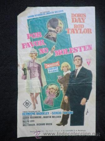 Cine: Folleto de mano cine.  Por favor, no molesten.  Doris Day, Rod Taylor. 1965
