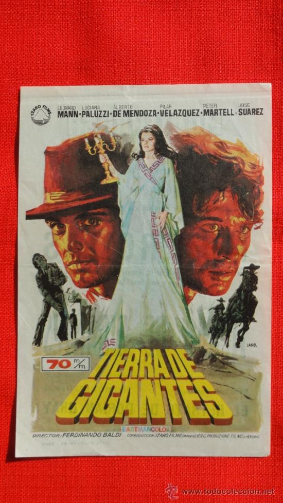 TIERRA DE GIGANTES, SENCILLO 1971, LEONARD MANN LUCIANA PALUZZI, CON PUBLICIDAD MONTERROSA (Cine - Folletos de Mano - Westerns)