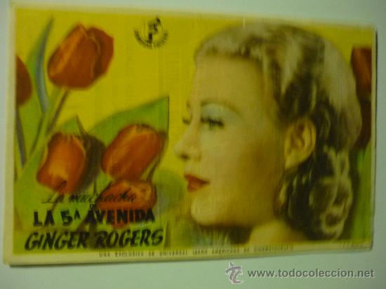 Cine: PROGRAMA LA MUCHACHA DE LA 5&ordf; avenida - ginger rogers publicidad - Foto 1