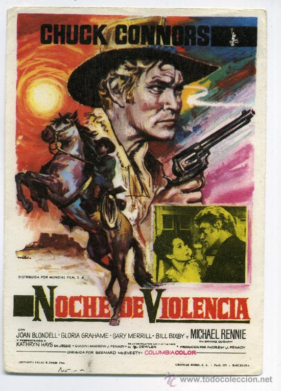 Cine: NOCHE DE VIOLENCIA,  con Chuck Connors. - Foto 1