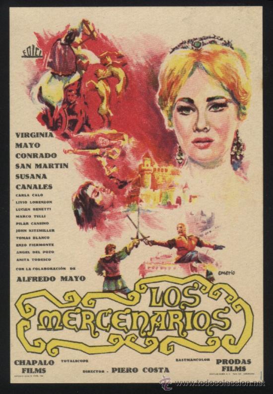  Flyers Publicitaires de films Anciens: P-1069- LOS MERCENARIOS (La rivolta dei mercenari) VIRGINIA MAYO - CONRADO SAN MARTIN
