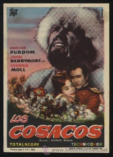  Flyers Publicitaires de films Anciens: P-1076- LOS COSACOS (I Cosacchi) (GRAN CINEMA - SANTANDER) Edmund Purdom - John Drew Barrymore