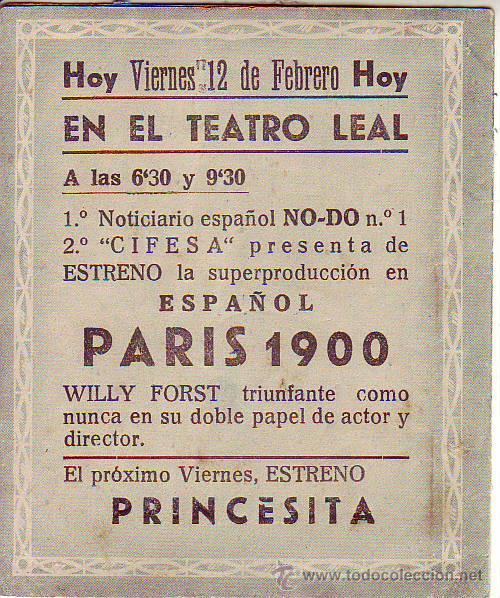 Cine: paris 1900  c/p - Foto 2