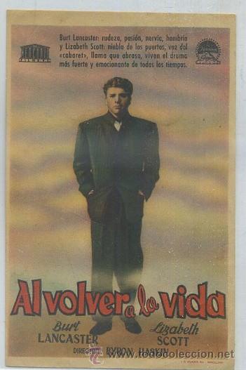 Cine: PROGRAMA DE CINE: AL VOLVER A LA VIDA PC-2236 - Foto 1