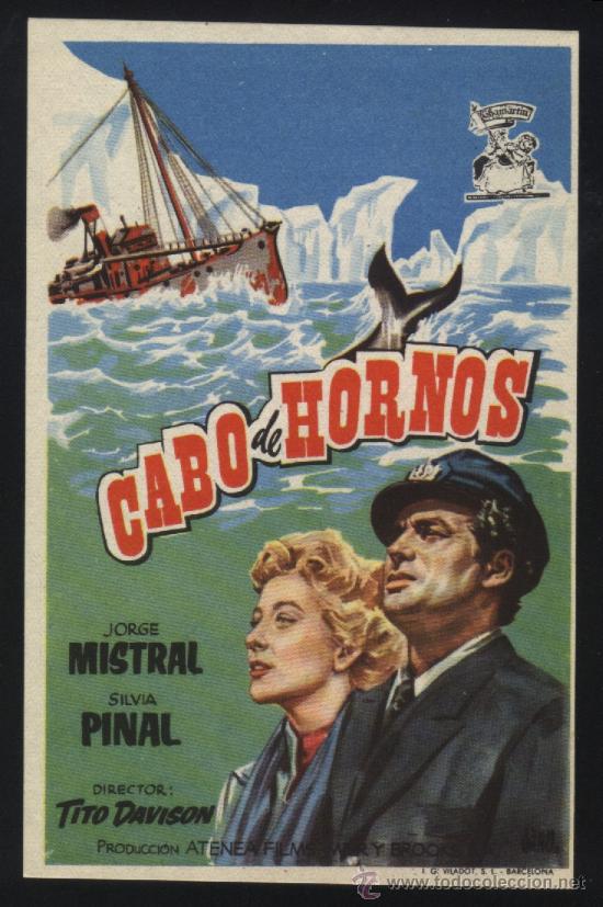 Folhetos de m&atilde;o de filmes antigos de cinema: Q-00419- CABO DE HORNOS (Emilio Mart&iacute;nez - Guillermo Retes - Jorge Mistral - Mari Carmen Pardo)