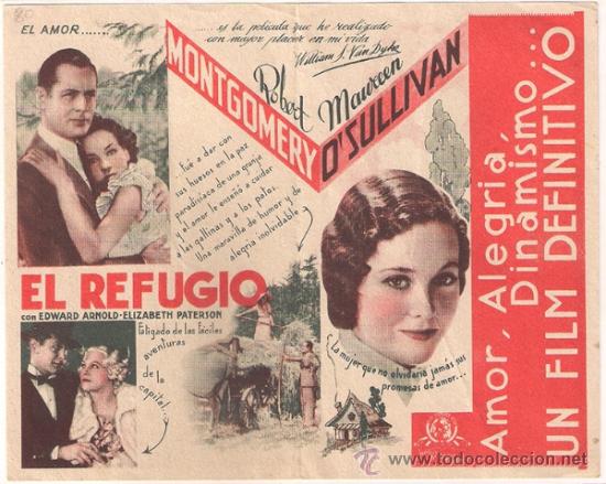 Cine: PTCC 427 EL REFUGIO PROGRAMA DOBLE MGM MAUREEN OSULLIVAN ROBERT MONTGOMERY - Foto 2