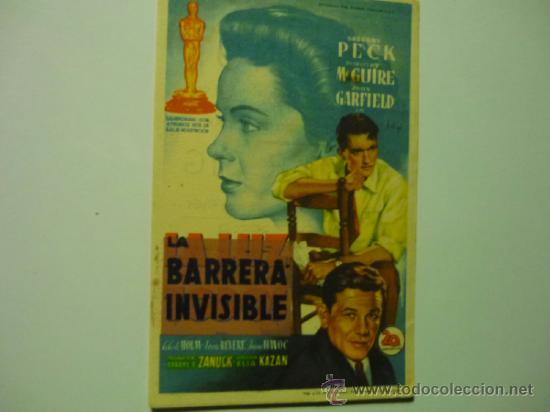 Cine: PROGRAMA LA BARRERA INVISIBLE .-GREGORY PECK publicidad - Foto 1