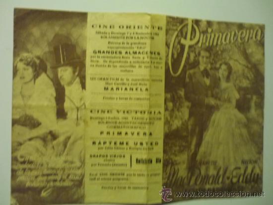 Cine: PROGRAMA DOBLE PRIMAVERA .- J.MAC DONALD - N.EDDY -publicidad - Foto 1