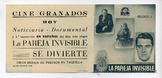 Cine: LA PAREJA INVISIBLE SE DIVIERTE, con Cary Grant.