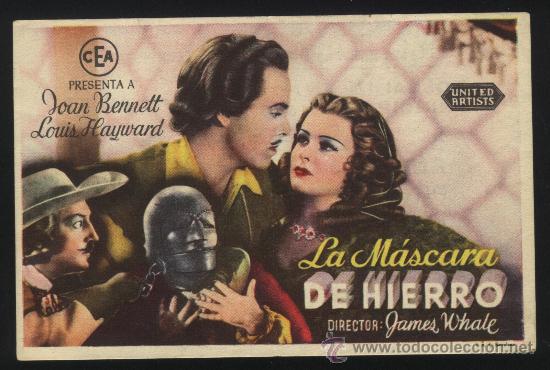  Flyers Publicitaires de films Anciens: P-1473- LA MASCARA DE HIERRO (CEA con UNITED ARTISTS) (CINE PRINCIPAL - PONFERRADA) Joan Bennett
