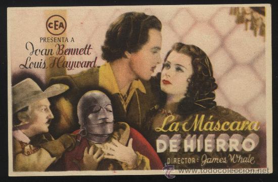  Flyers Publicitaires de films Anciens: P-1474- LA MASCARA DE HIERRO (CEA sin UNITED ARTISTS) Alan Hale - Joan Bennett