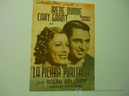 Cine: programa doble la picara puritana . irene dunne .-cary grant -publicidad