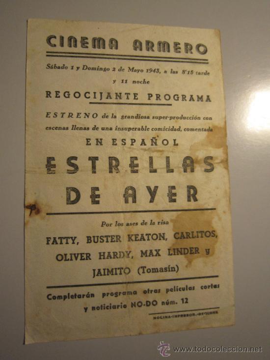 Cine: PROGRAMA DE CINE - ESTRELLAS DE AYER - 1940 - PUBLICIDAD - SUCIO Y DOBLADO - Foto 2