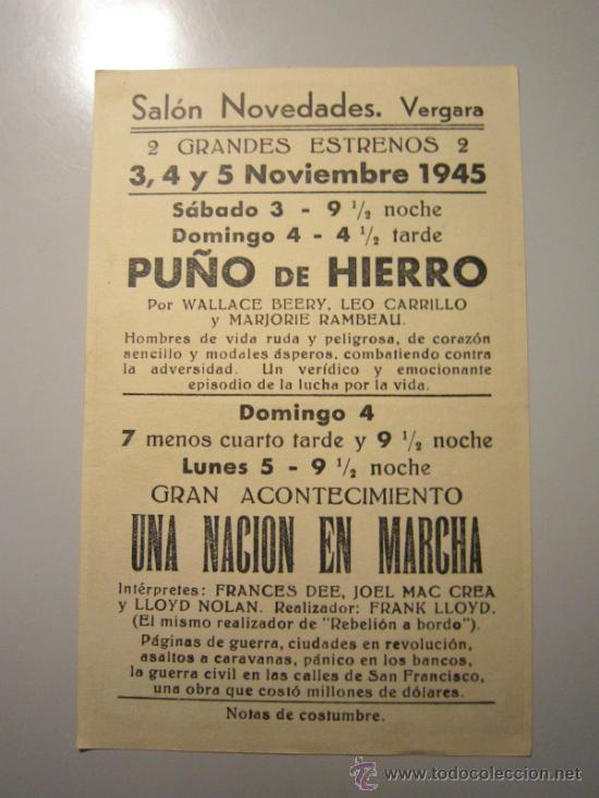 Cine: PROGRAMA DE CINE - PU&Ntilde;O DE HIERRO - 1940 - PUBLICIDAD - Foto 2