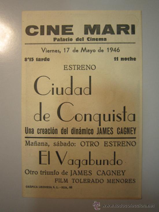 Cine: PROGRAMA DE CINE - CIUDAD DE CONQUISTA - 1940 - PUBLICIDAD - Foto 2