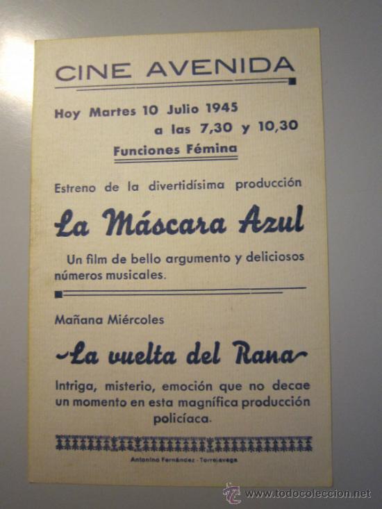 Cine: PROGRAMA DE CINE - M&Aacute;SCARA AZUL - 1953 - PUBLICIDAD - Foto 2