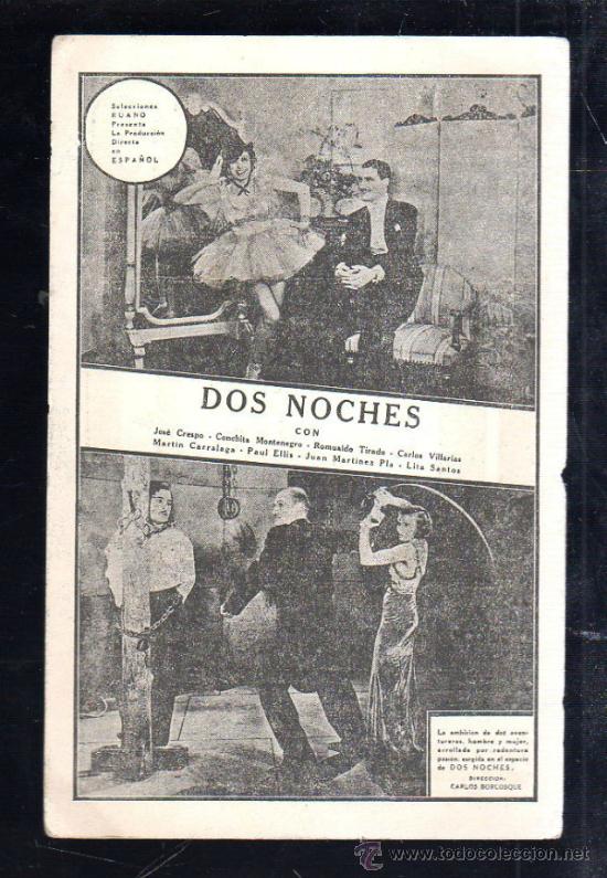 Cine: PROGRAMA DE CINE. C/P. DOS NOCHES. TEATRO CIRCO. 1934. - Foto 1