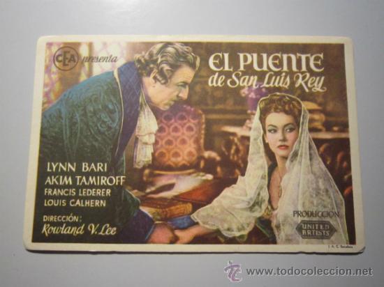 Cine: PROGRAMA DE CINE - EL PUENTE DE SAN LUIS REY - 1944 - Foto 1