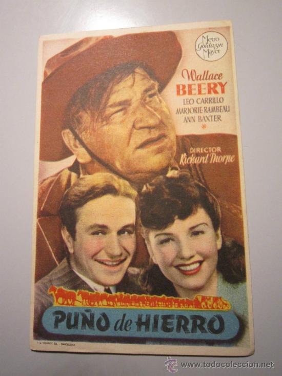 Cine: PROGRAMA DE CINE - PU&Ntilde;O DE HIERRO - 1940 - PUBLICIDAD - Foto 1