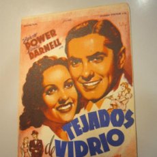 Cine: PROGRAMA DE CINE - TEJADOS DE VIDRIO - 1939 - PUBLICIDAD . Lote 37581998