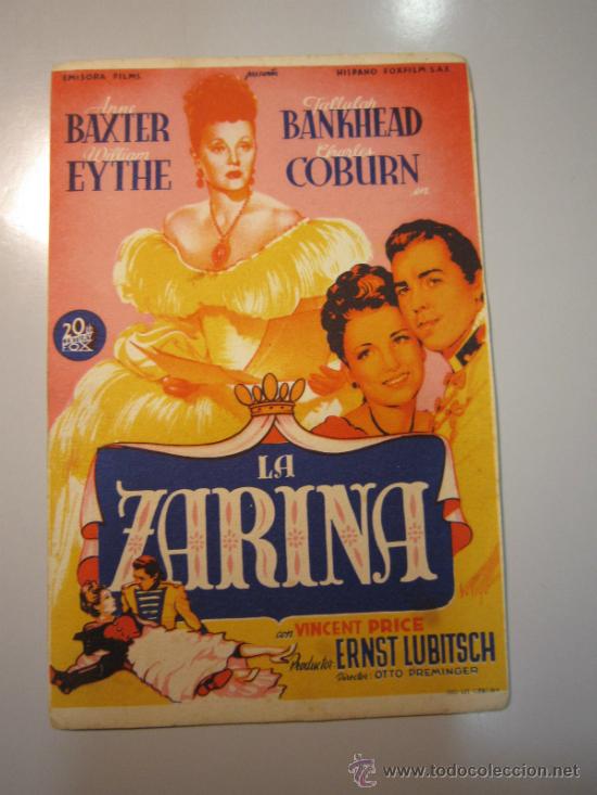 Cine: PROGRAMA DE CINE - LA ZARINA - 1945 - ALGUNA SUCIEDAD - Foto 1