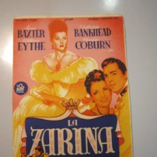 Cine: PROGRAMA DE CINE - LA ZARINA - 1945 - ALGUNA SUCIEDAD. Lote 37612992