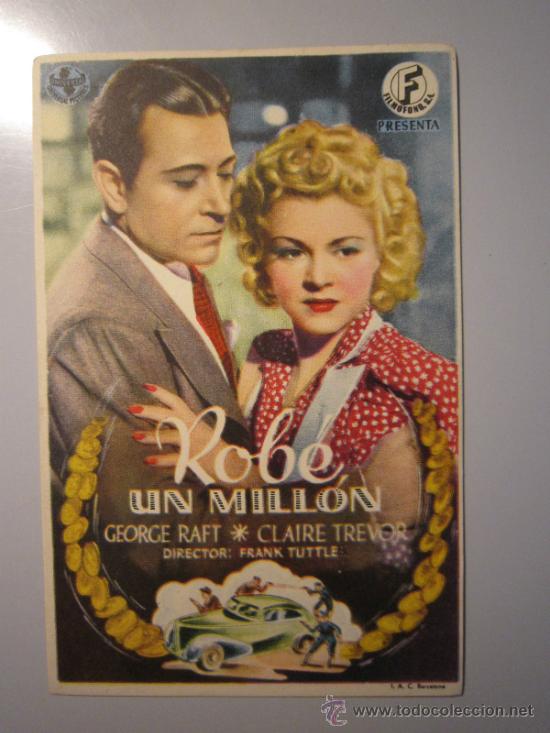 Cine: PROGRAMA DE CINE - ROB&Eacute; UN MILL&Oacute;N - 1939 - - Foto 1