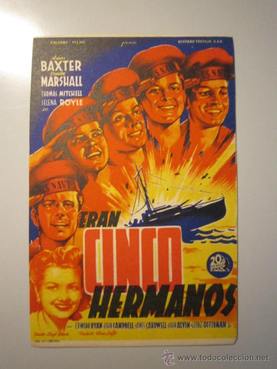 Cine: PROGRAMA DE CINE - ERAN CINCO HERMANOS - 1944 - Foto 1