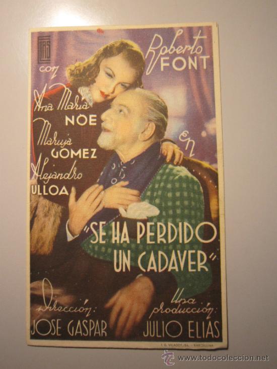 Cine: PROGRAMA DE CINE - SE HA PERDIDO UN CADAVER - 1942 - Foto 1