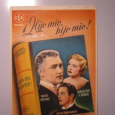 Cine: PROGRAMA DE CINE - HIJO MIO, HIJO MIO - 1940 - ESCRITO A MÁQUINA. Lote 37934544
