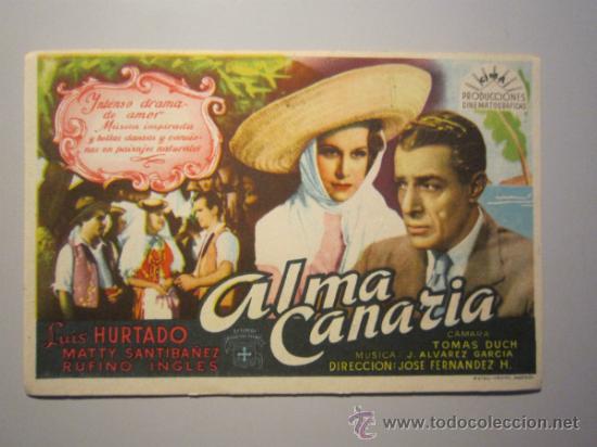 Cine: PROGRAMA DE CINE - ALMA CANARIA - 1945 - Foto 1