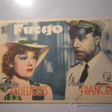 Cine: PROGRAMA DE CINE - FUEGO - 1937 - PUBLICIDAD