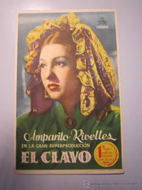 Cine: PROGRAMA DE CINE - EL CLAVO - AMPARITO RIVELLES - 1944 - Foto 1