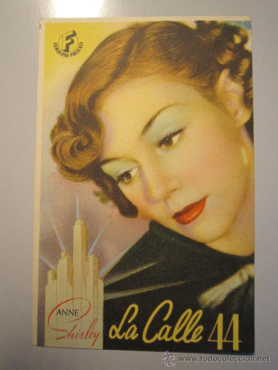 Cine: PROGRAMA DE CINE - LA CALLE 44 - ANNE SHIRLEY - 1942 - Foto 1