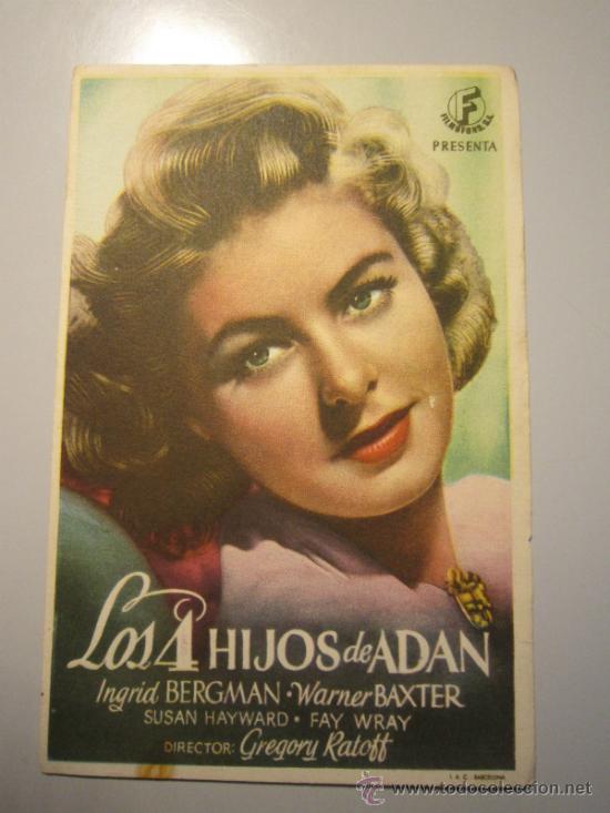 Cine: PROGRAMA DE CINE - LOS 4 HIJOS DE ADAM - 1941 - PUBLICIDAD - Foto 1